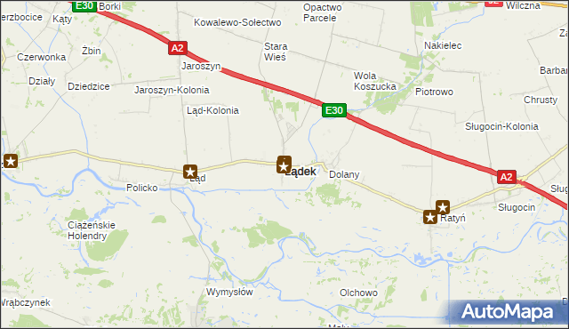 mapa Lądek powiat słupecki, Lądek powiat słupecki na mapie Targeo