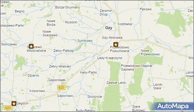 mapa Łady-Krajęczyno, Łady-Krajęczyno na mapie Targeo