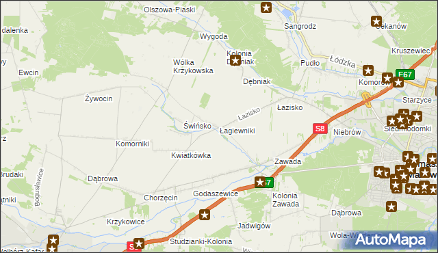 mapa Łagiewniki gmina Tomaszów Mazowiecki, Łagiewniki gmina Tomaszów Mazowiecki na mapie Targeo