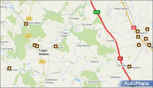 mapa Łaguszewo, Łaguszewo na mapie Targeo