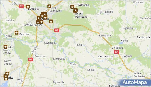 mapa Laski gmina Łochów, Laski gmina Łochów na mapie Targeo