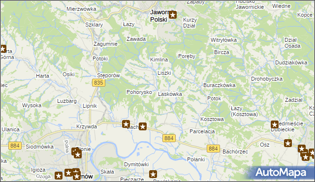 mapa Laskówka gmina Dynów, Laskówka gmina Dynów na mapie Targeo