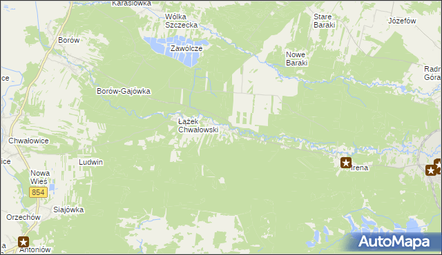 mapa Łążek gmina Zaklików, Łążek gmina Zaklików na mapie Targeo