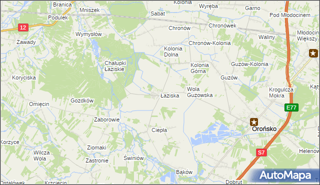 mapa Łaziska gmina Orońsko, Łaziska gmina Orońsko na mapie Targeo