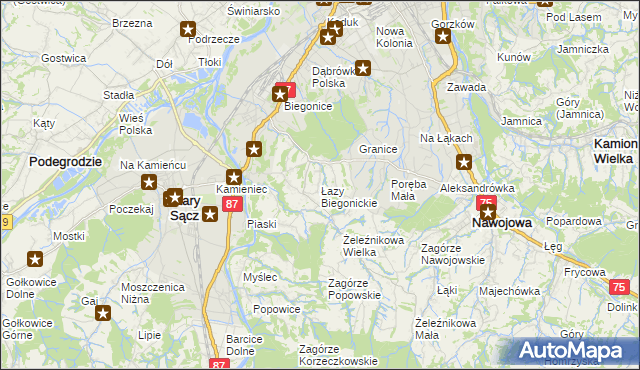 mapa Łazy Biegonickie, Łazy Biegonickie na mapie Targeo