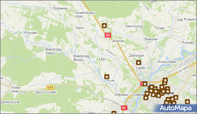 mapa Łazy gmina Olszewo-Borki, Łazy gmina Olszewo-Borki na mapie Targeo
