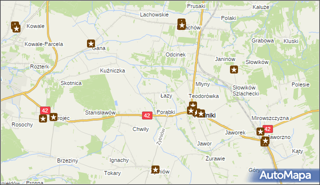 mapa Łazy gmina Rudniki, Łazy gmina Rudniki na mapie Targeo