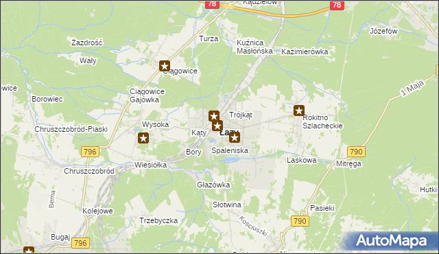 mapa Łazy powiat zawierciański, Łazy powiat zawierciański na mapie Targeo