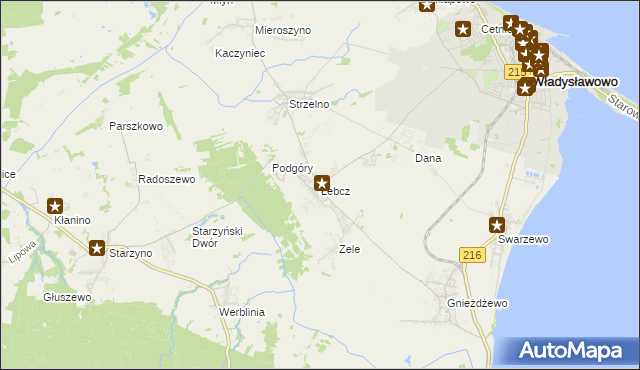 mapa Łebcz, Łebcz na mapie Targeo