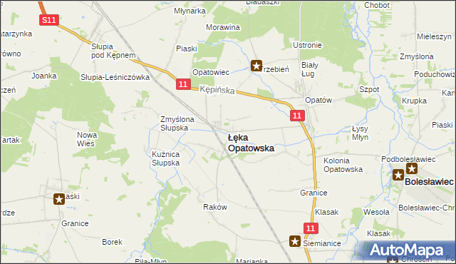 mapa Łęka Opatowska, Łęka Opatowska na mapie Targeo