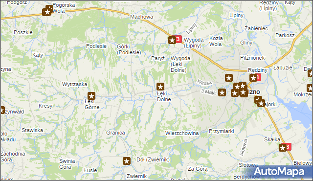 mapa Łęki Dolne, Łęki Dolne na mapie Targeo