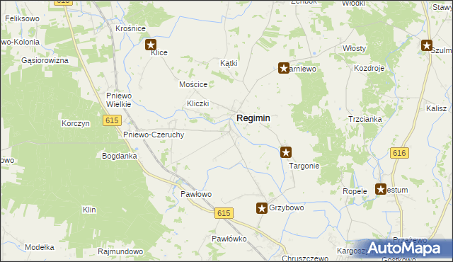 mapa Lekowo gmina Regimin, Lekowo gmina Regimin na mapie Targeo