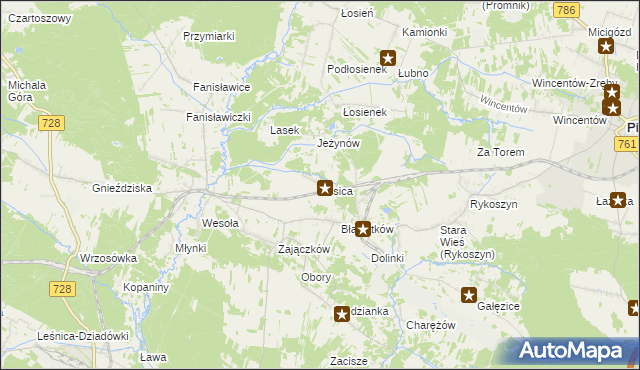 mapa Lesica gmina Piekoszów, Lesica gmina Piekoszów na mapie Targeo