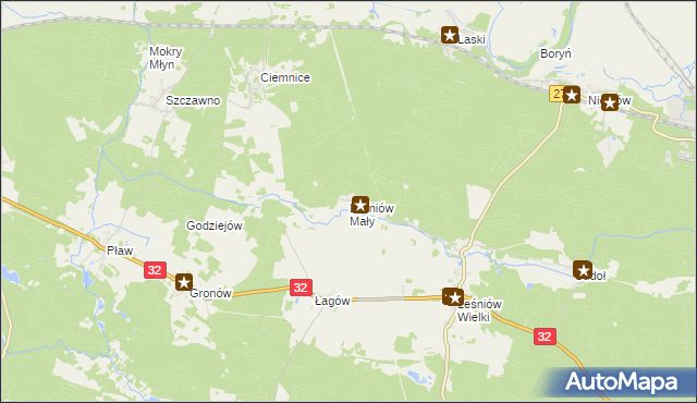 mapa Leśniów Mały, Leśniów Mały na mapie Targeo