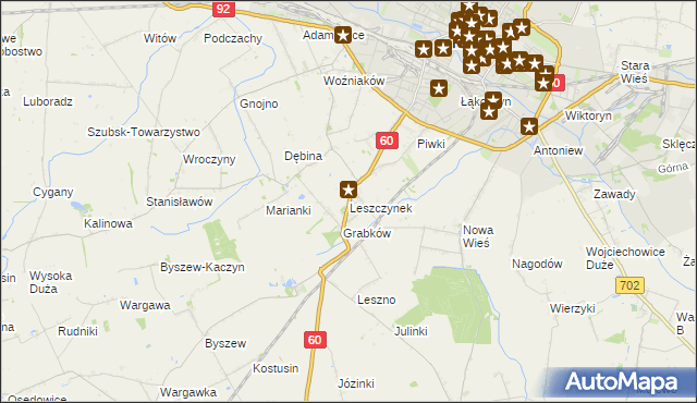 mapa Leszczynek, Leszczynek na mapie Targeo