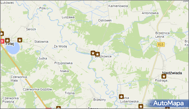 mapa Leszkowice gmina Ostrówek, Leszkowice gmina Ostrówek na mapie Targeo