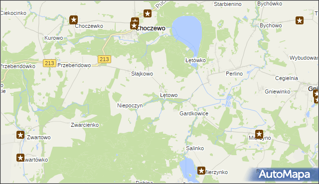 mapa Łętowo gmina Choczewo, Łętowo gmina Choczewo na mapie Targeo