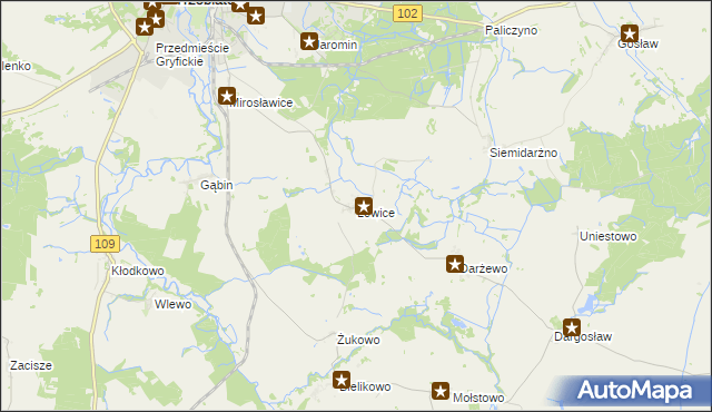 mapa Lewice gmina Trzebiatów, Lewice gmina Trzebiatów na mapie Targeo