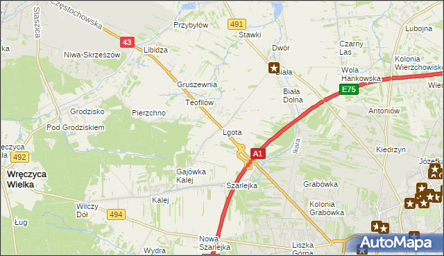 mapa Lgota gmina Kłobuck, Lgota gmina Kłobuck na mapie Targeo