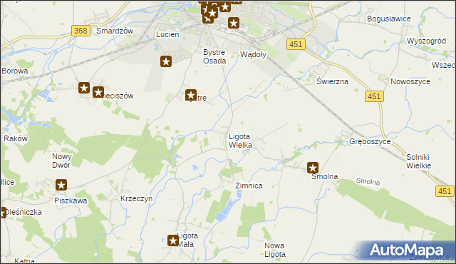 mapa Ligota Wielka gmina Oleśnica, Ligota Wielka gmina Oleśnica na mapie Targeo