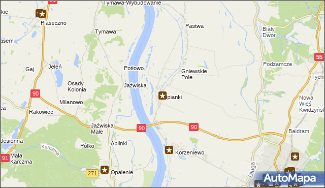 mapa Lipianki gmina Kwidzyn, Lipianki gmina Kwidzyn na mapie Targeo