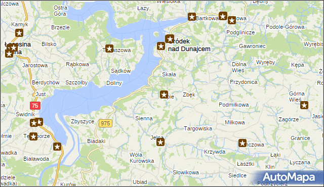 mapa Lipie gmina Gródek nad Dunajcem, Lipie gmina Gródek nad Dunajcem na mapie Targeo