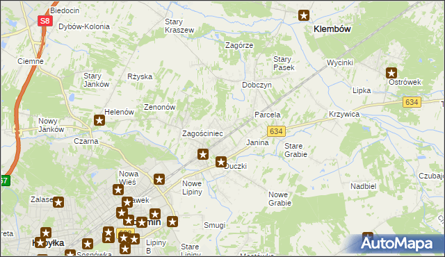 mapa Lipinki gmina Wołomin, Lipinki gmina Wołomin na mapie Targeo