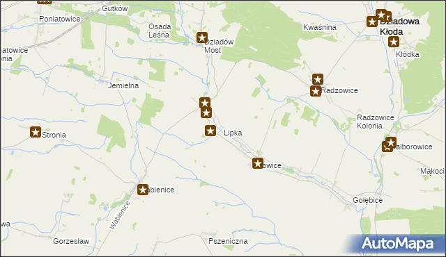 mapa Lipka gmina Dziadowa Kłoda, Lipka gmina Dziadowa Kłoda na mapie Targeo