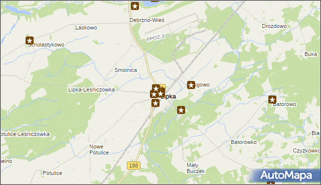 mapa Lipka powiat złotowski, Lipka powiat złotowski na mapie Targeo