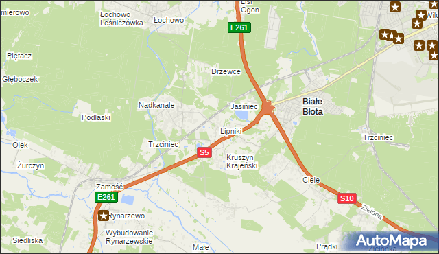 mapa Lipniki gmina Białe Błota, Lipniki gmina Białe Błota na mapie Targeo