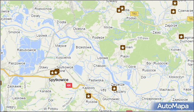 mapa Lipowa gmina Spytkowice, Lipowa gmina Spytkowice na mapie Targeo