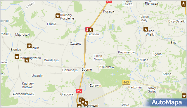 mapa Lisiec Nowy, Lisiec Nowy na mapie Targeo