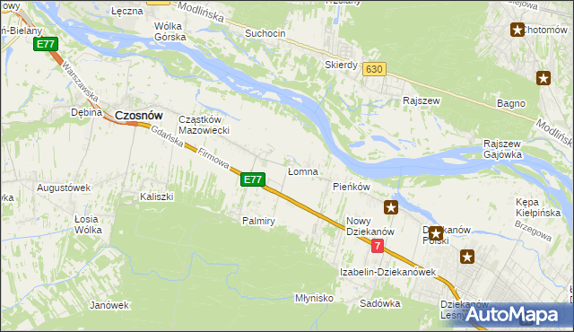 mapa Łomna gmina Czosnów, Łomna gmina Czosnów na mapie Targeo