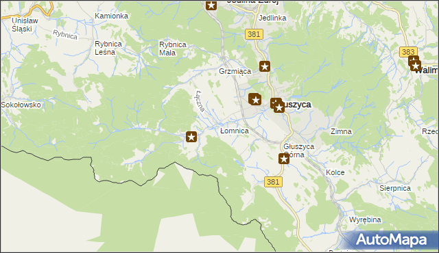 mapa Łomnica gmina Głuszyca, Łomnica gmina Głuszyca na mapie Targeo