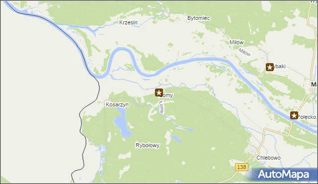 mapa Łomy gmina Gubin, Łomy gmina Gubin na mapie Targeo