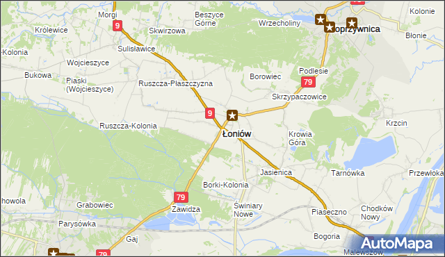 mapa Łoniów, Łoniów na mapie Targeo