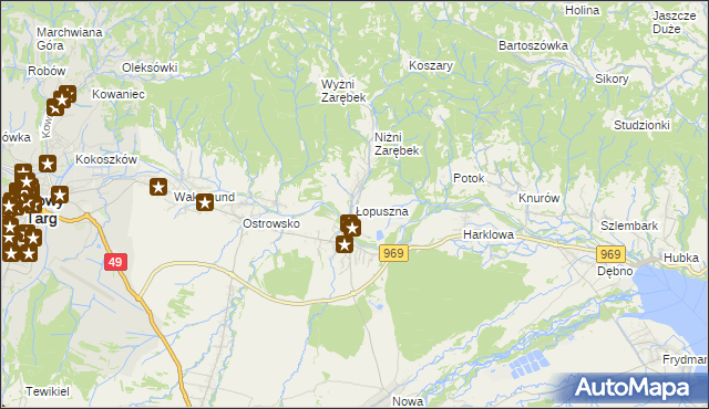 mapa Łopuszna, Łopuszna na mapie Targeo