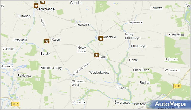 mapa Lubania gmina Sadkowice, Lubania gmina Sadkowice na mapie Targeo