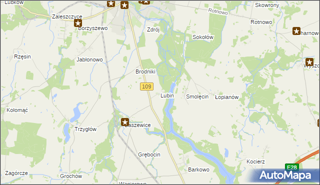 mapa Lubin gmina Gryfice, Lubin gmina Gryfice na mapie Targeo