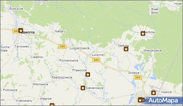 mapa Łuczyna, Łuczyna na mapie Targeo