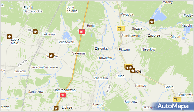 mapa Ludwików gmina Gidle, Ludwików gmina Gidle na mapie Targeo