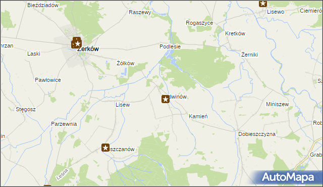 mapa Ludwinów gmina Żerków, Ludwinów gmina Żerków na mapie Targeo