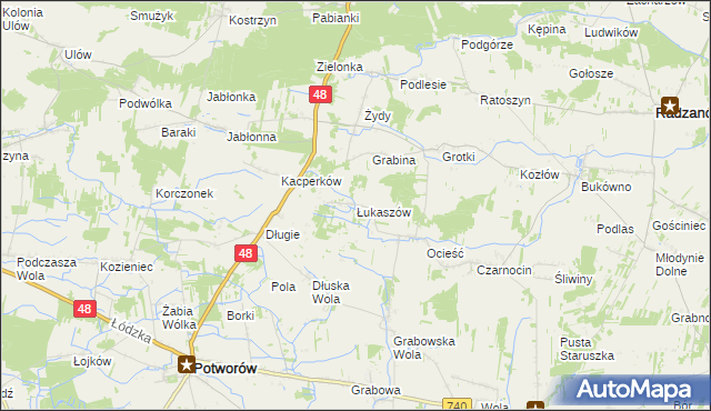mapa Łukaszów gmina Radzanów, Łukaszów gmina Radzanów na mapie Targeo