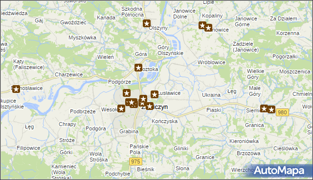 mapa Lusławice gmina Zakliczyn, Lusławice gmina Zakliczyn na mapie Targeo