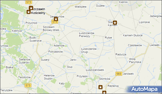 mapa Łuszczanów Drugi, Łuszczanów Drugi na mapie Targeo