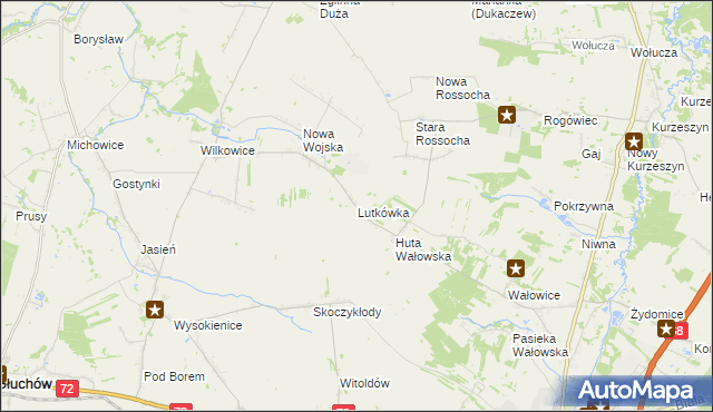 mapa Lutkówka gmina Rawa Mazowiecka, Lutkówka gmina Rawa Mazowiecka na mapie Targeo