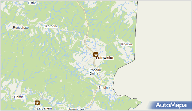 mapa Lutowiska, Lutowiska na mapie Targeo