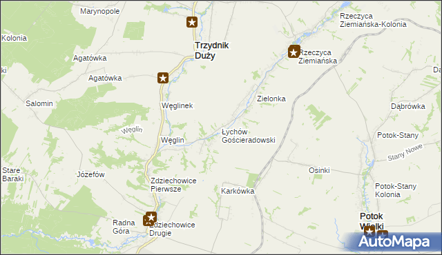mapa Łychów Gościeradowski, Łychów Gościeradowski na mapie Targeo