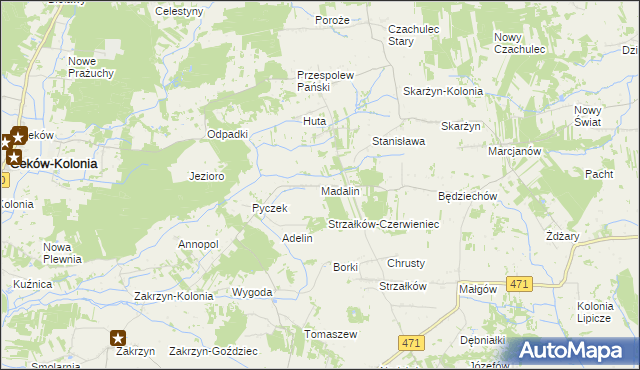 mapa Madalin gmina Lisków, Madalin gmina Lisków na mapie Targeo