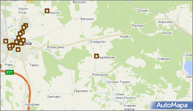 mapa Magdaleniec gmina Nidzica, Magdaleniec gmina Nidzica na mapie Targeo